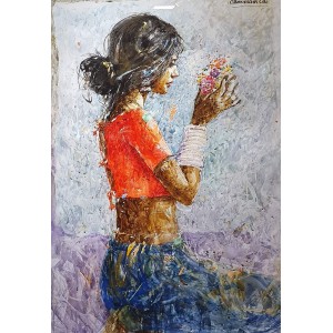 Moazzam Ali, Flower & Flower Series, 30 x 42 Inch, Watercolor on Paper, Figurative Painting, AC-MOZ-162